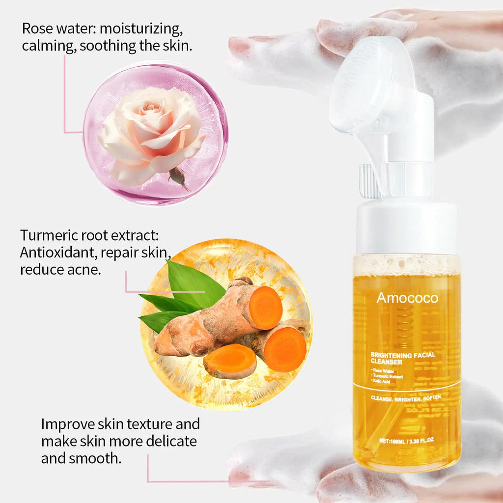 2Pcs Turmeric Brightening Facial Skincarecleanser, Comfort Deep Cleansinghydrating Facial Cleanser, Oily Skin,Gir Shower Products Facial Cleansersfacial Cleansing Facial Wash