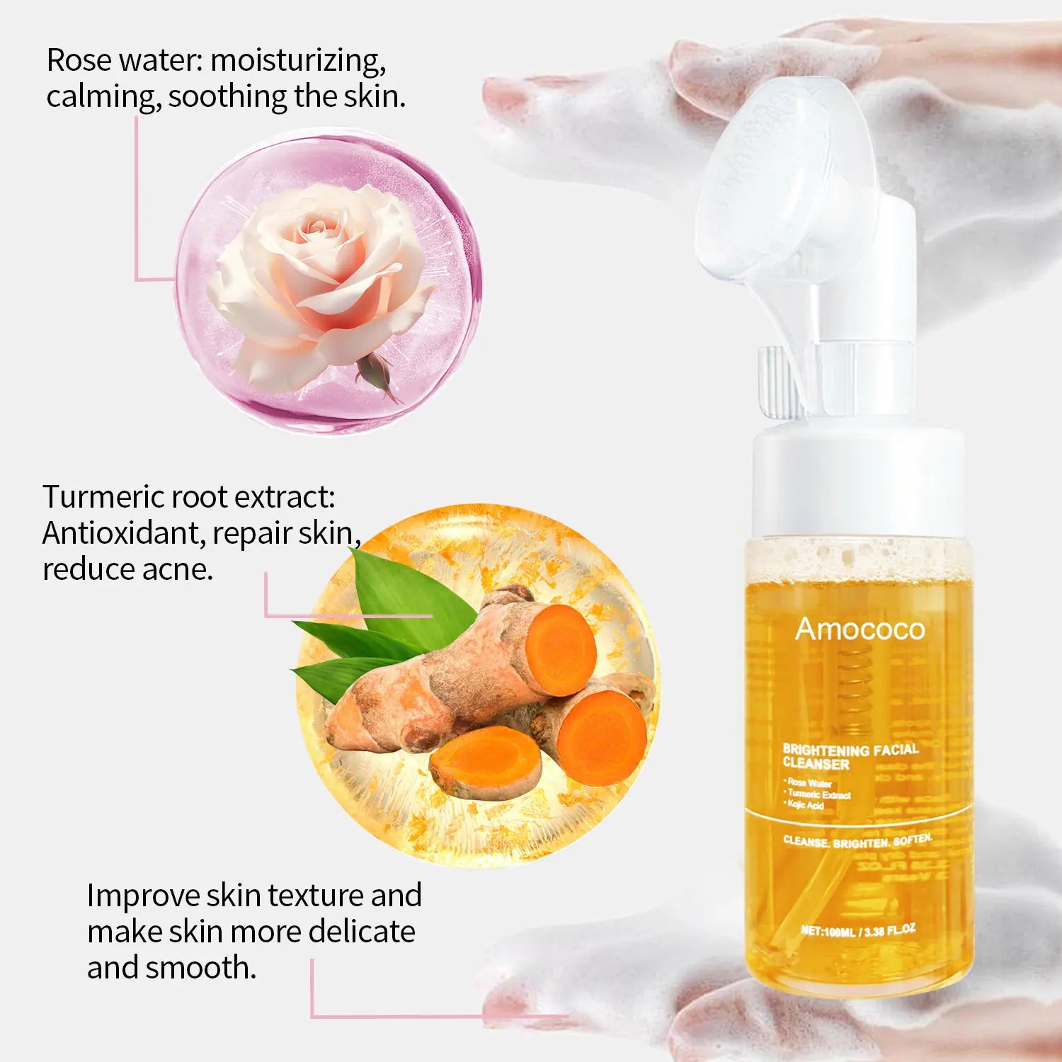 2Pcs Turmeric Brightening Facial Skincarecleanser, Comfort Deep Cleansinghydrating Facial Cleanser, Oily Skin,Gir Shower Products Facial Cleansersfacial Cleansing Facial Wash