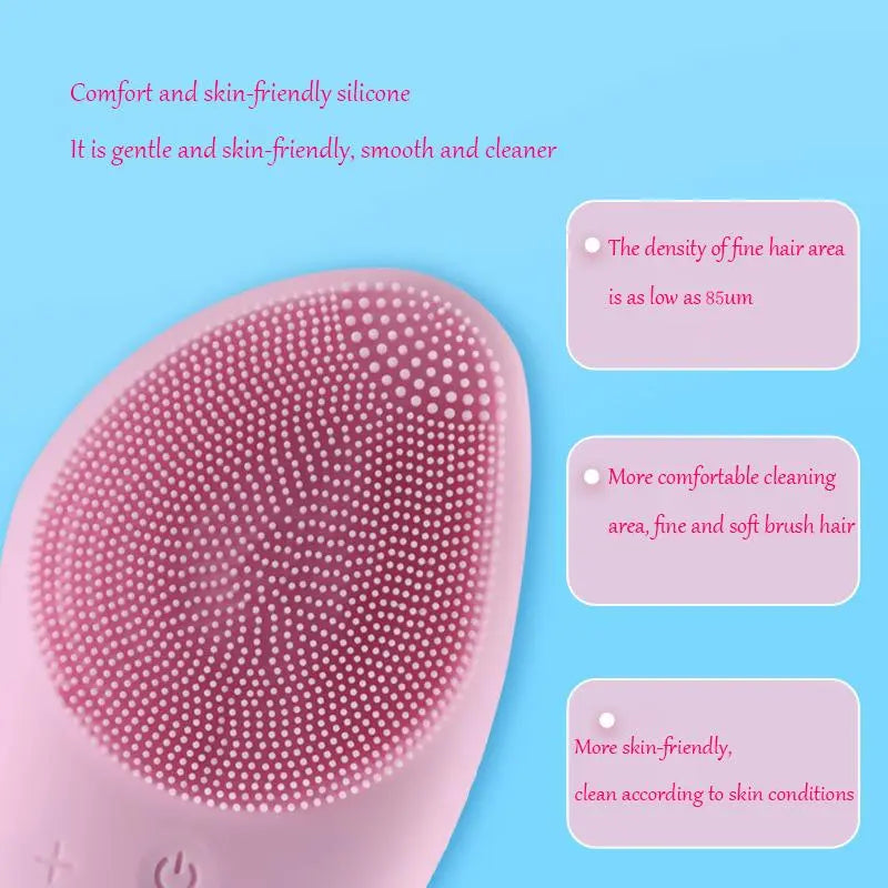 Rechargeable Silicone Skincare Facial Cleansing Brush, Smart Facial Cleaner Brush, Portable Electric Facial Scrubber, Facial Skin Care Tool for Women & Men, Comfort Facial Beauty Tool