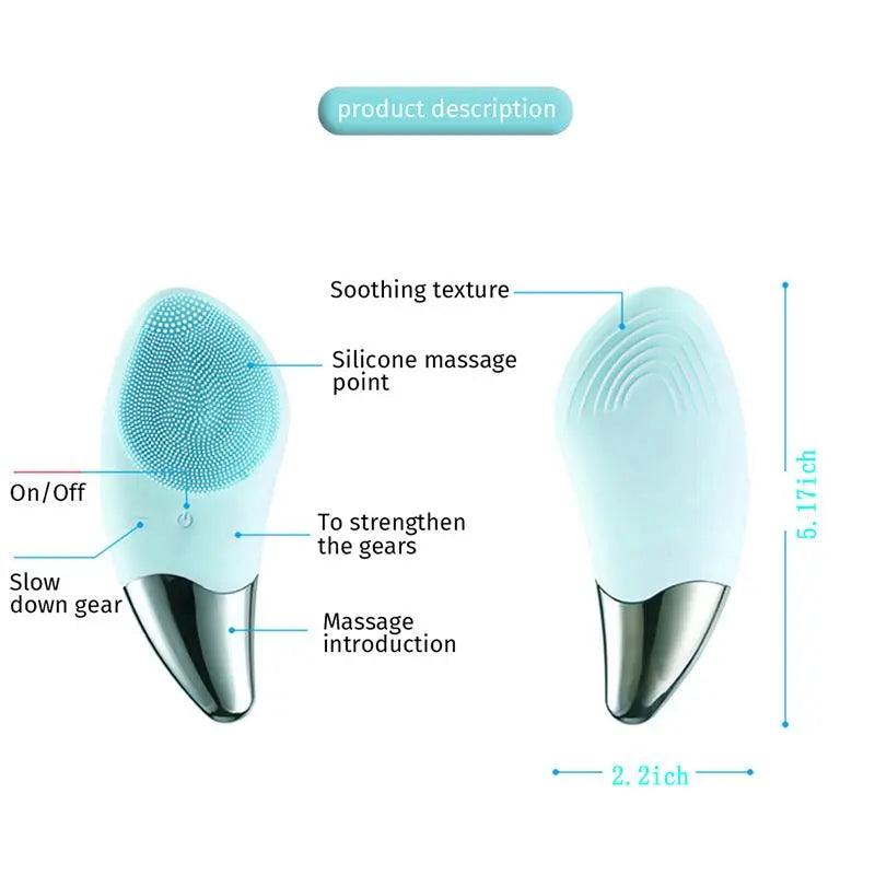 Rechargeable Silicone Skincare Facial Cleansing Brush, Smart Facial Cleaner Brush, Portable Electric Facial Scrubber, Facial Skin Care Tool for Women & Men, Comfort Facial Beauty Tool