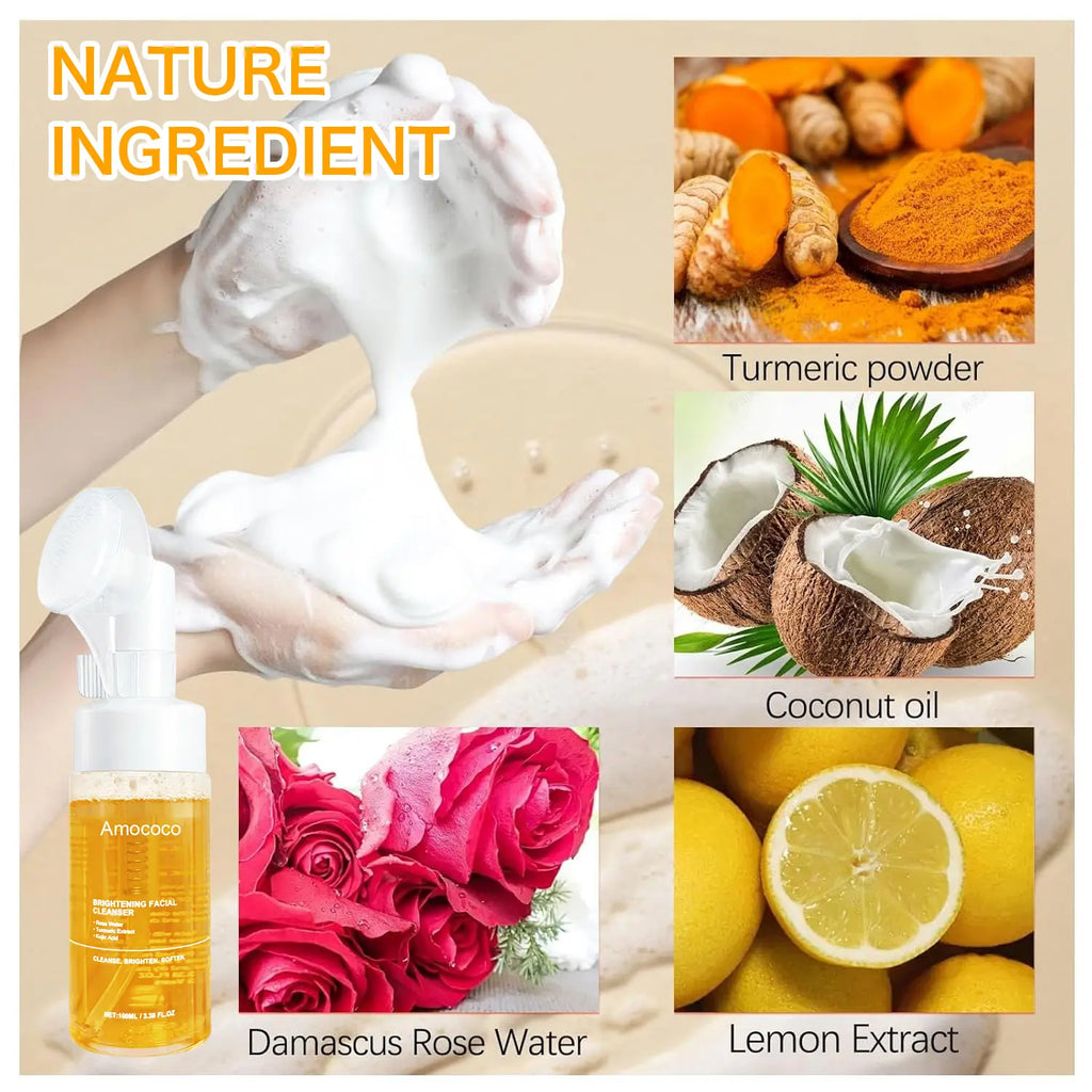 2Pcs Turmeric Brightening Facial Skincarecleanser, Comfort Deep Cleansinghydrating Facial Cleanser, Oily Skin,Gir Shower Products Facial Cleansersfacial Cleansing Facial Wash