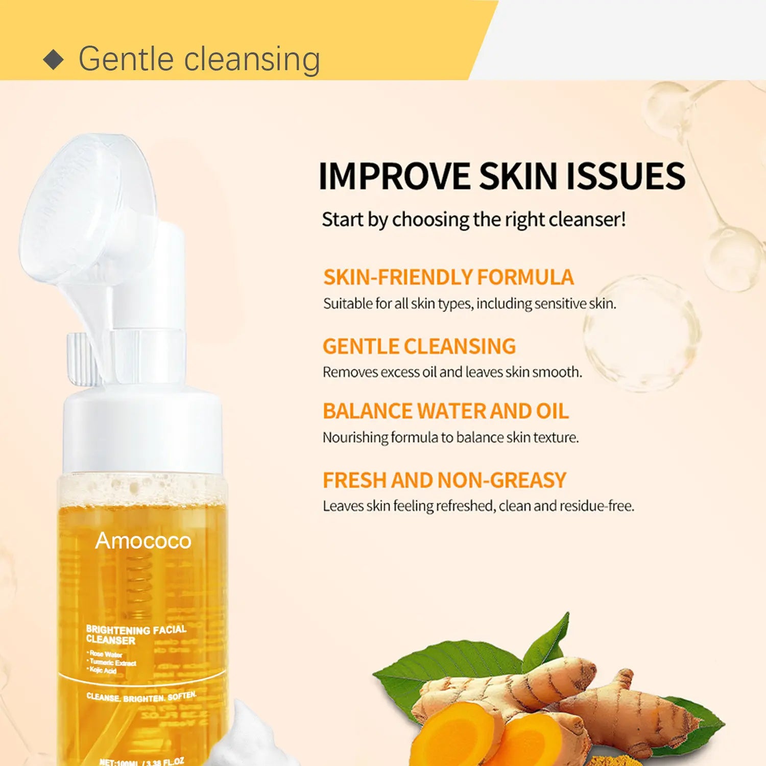 2Pcs Turmeric Brightening Facial Skincarecleanser, Comfort Deep Cleansinghydrating Facial Cleanser, Oily Skin,Gir Shower Products Facial Cleansersfacial Cleansing Facial Wash