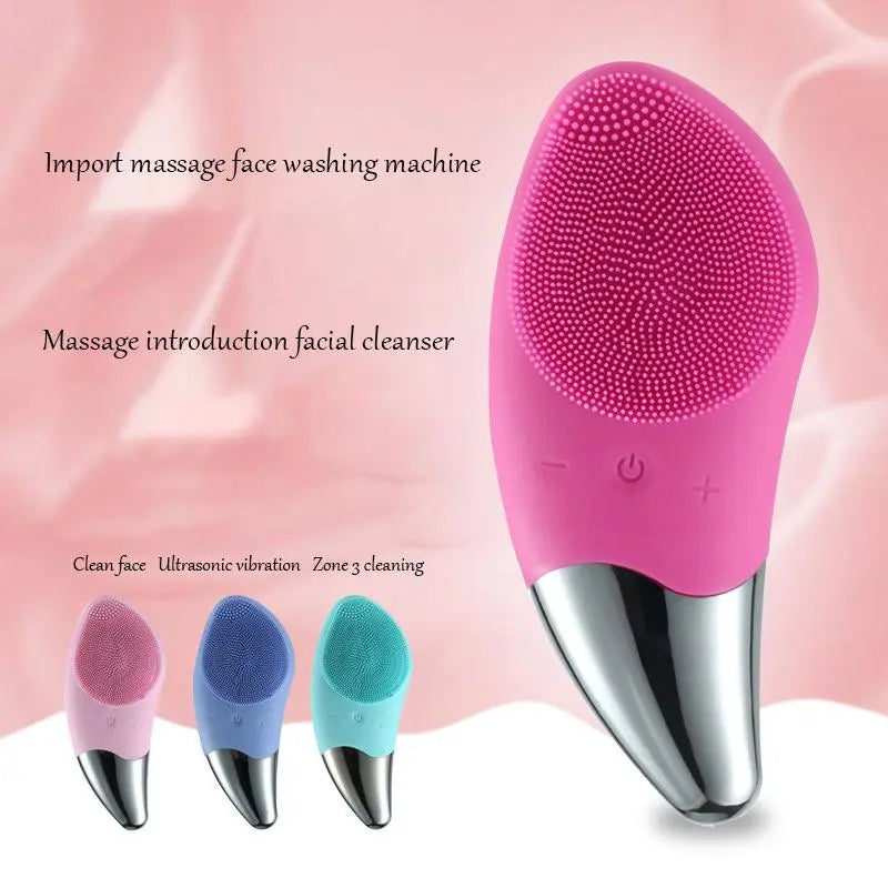 Rechargeable Silicone Skincare Facial Cleansing Brush, Smart Facial Cleaner Brush, Portable Electric Facial Scrubber, Facial Skin Care Tool for Women & Men, Comfort Facial Beauty Tool