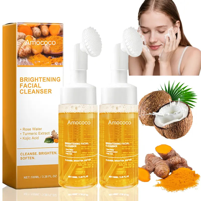 2Pcs Turmeric Brightening Facial Skincarecleanser, Comfort Deep Cleansinghydrating Facial Cleanser, Oily Skin,Gir Shower Products Facial Cleansersfacial Cleansing Facial Wash