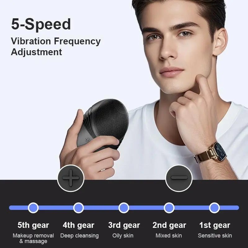Electric Silicone Facial Cleansing Brush, USB Rechargeable Facial Massager, Facial Skin Care Tool for Men, Facial Cleansing Tools, Facial Cleaning Tool, Personal Care Appliances