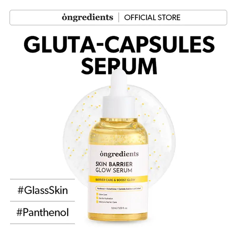 [Ongredients Official Shop] Skin Barrier Glow Serum - Gluta-Capsules Serum with Panthenol for Glassskin Care & Boost Glow 1.69 Fl. Oz. / 50Ml