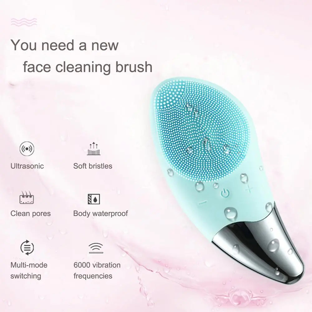Rechargeable Silicone Skincare Facial Cleansing Brush, Smart Facial Cleaner Brush, Portable Electric Facial Scrubber, Facial Skin Care Tool for Women & Men, Comfort Facial Beauty Tool